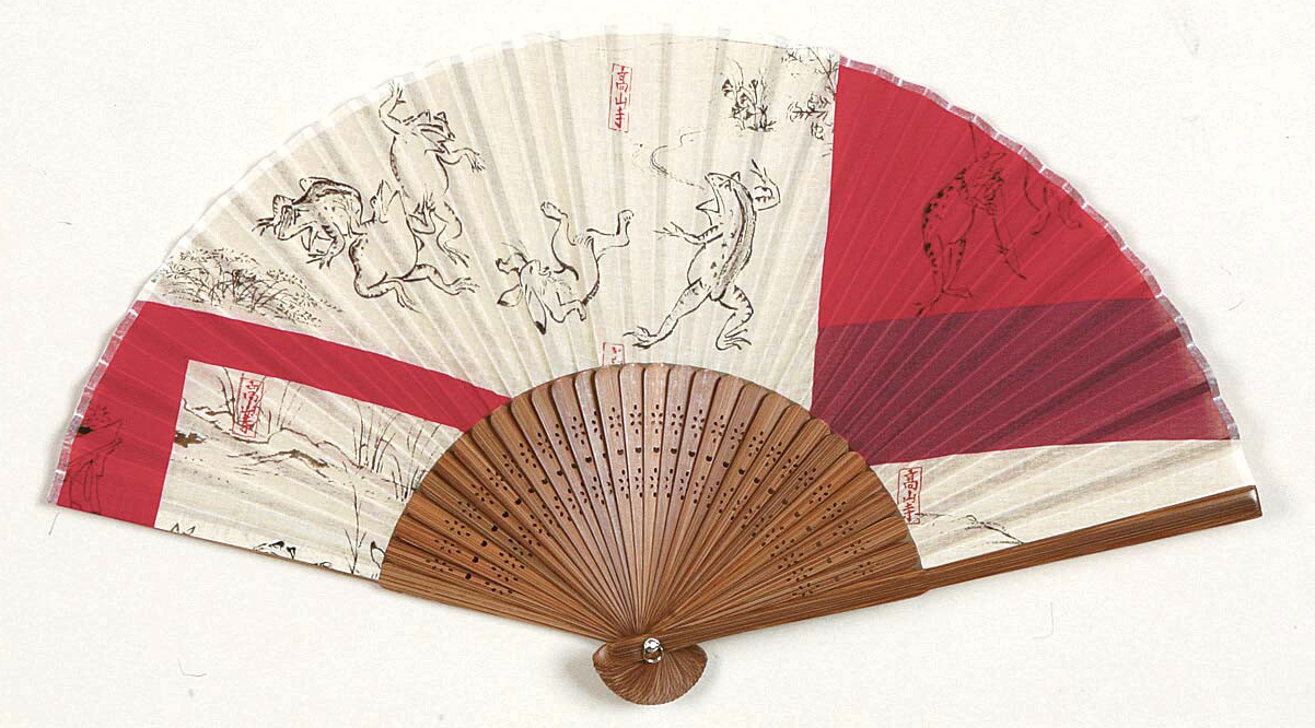 Cotton & bamboo fan - Rabbits and frogs