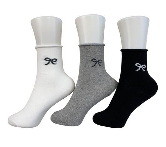 Women's cotton blend no-band socks - Ribbon (3 colors)