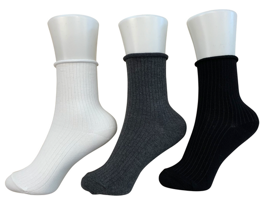 Women's cotton blend no-band socks (3 colors)