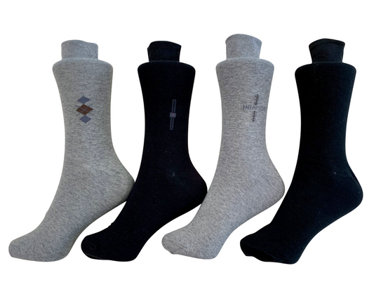 Men's cotton blend dress socks - Gray (3 designs)