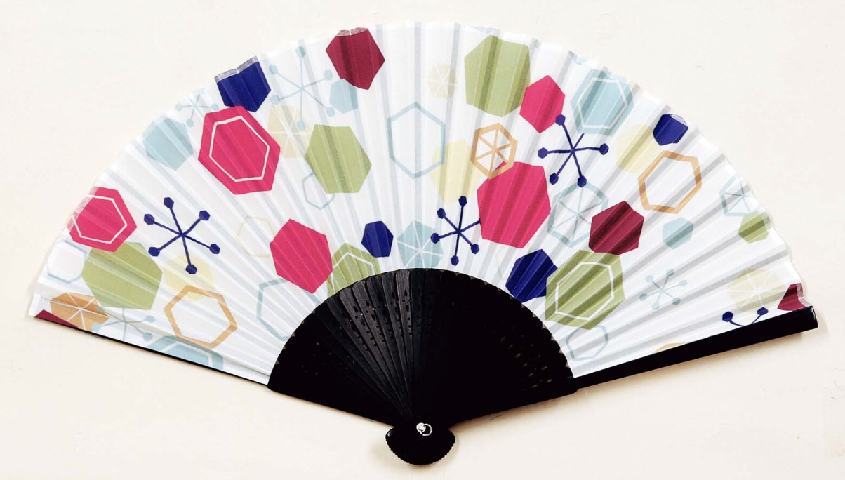 Polyester folding fan with case