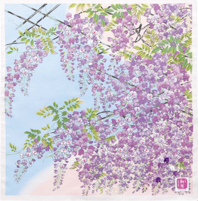 Cotton handkerchief - Wisteria trellis (3 colors)